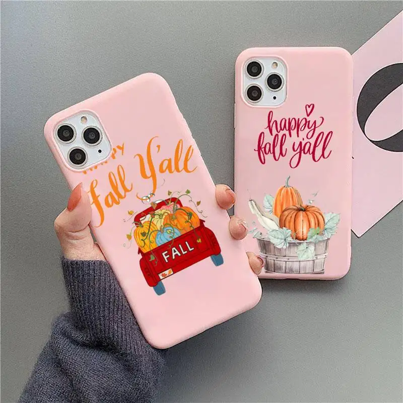 Pumpkin Happy Autumn Phone Case Candy Color for iPhone 11 12 mini pro XS MAX 8 7 6 6S Plus X 5S SE 2020 XR