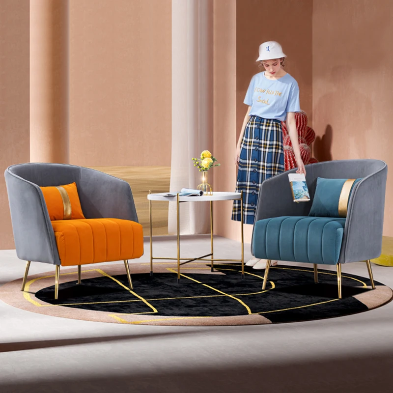 Luxury Single sofa Nordic Design living room furniture balcony velvet armchair beauty salon waiting chair lobby soft chairs | Мебель