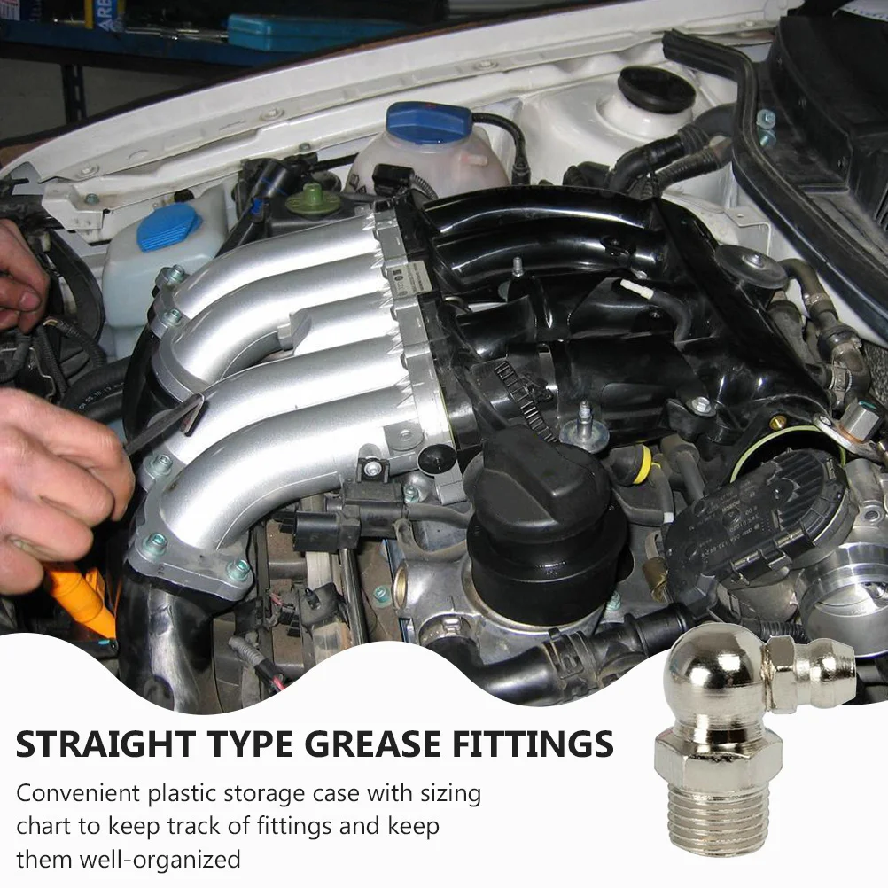 

220pcs M6M8M10 Galvanized Oil Pipe Butter Mouth Car Oil Pipe Angled Straight Type Hydraulic Grease Nipples Grease Fitting Kit