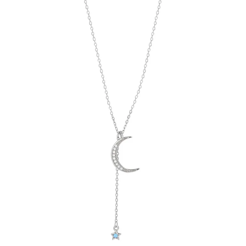 

Tshou63 S925 sterling silver star moon necklace female Korean version of the five star clavicle chain