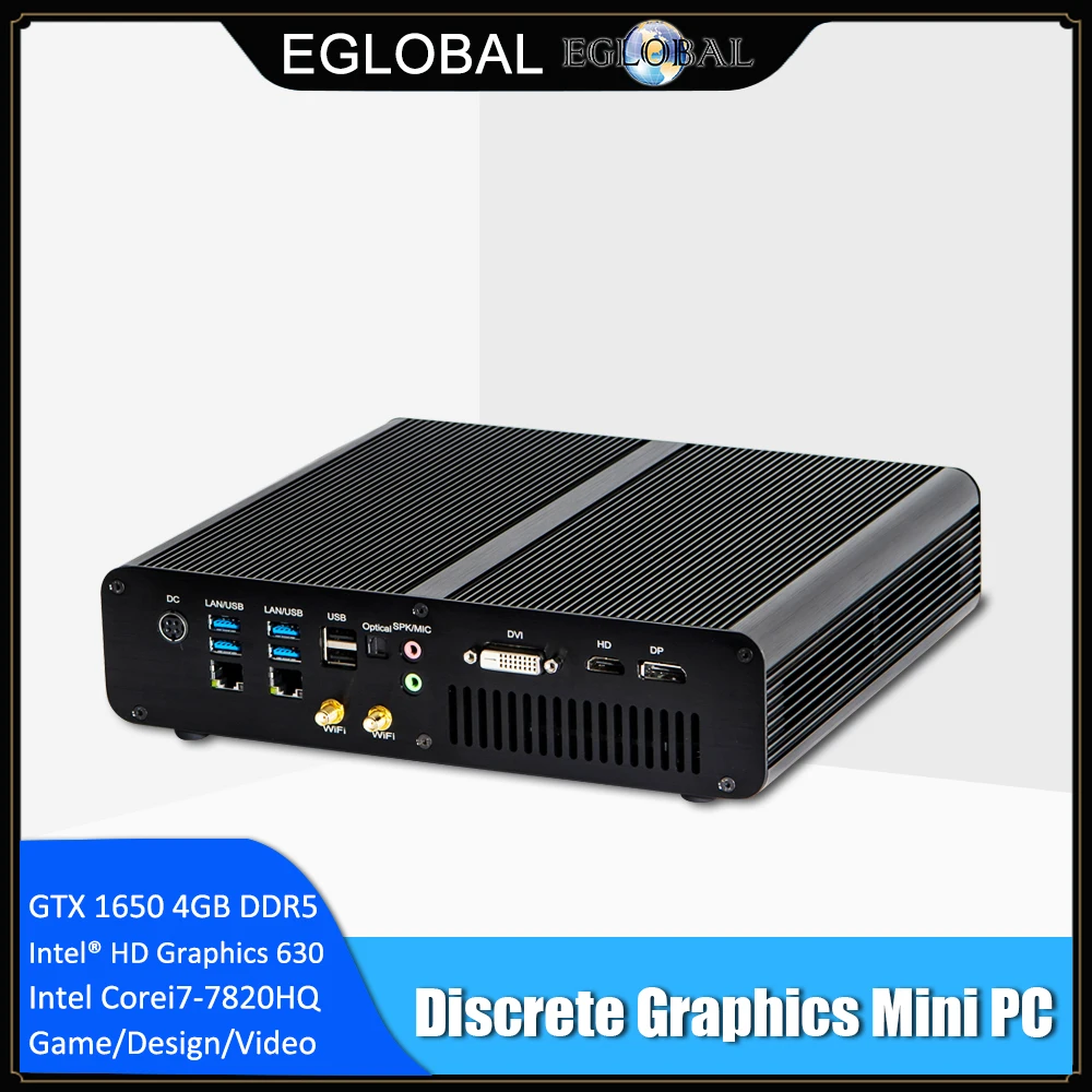 EGLOBAL 2Lan игровой мини ПК Intel i7 7920HQ/7820HQ GTX 1650 4 ГБ 2 * DDR4 NVME настольный компьютер Win10 4K