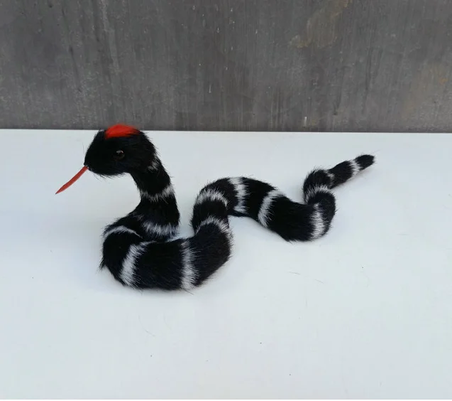 

creative simulation red top snake model plastic&furs black&white snake doll gift about 26x9cm xf2839