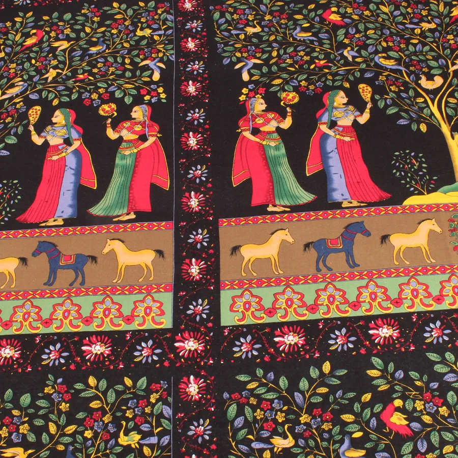 Ткань из хлопка и льна в этническом индийском стиле ткань для рукоделия шитья