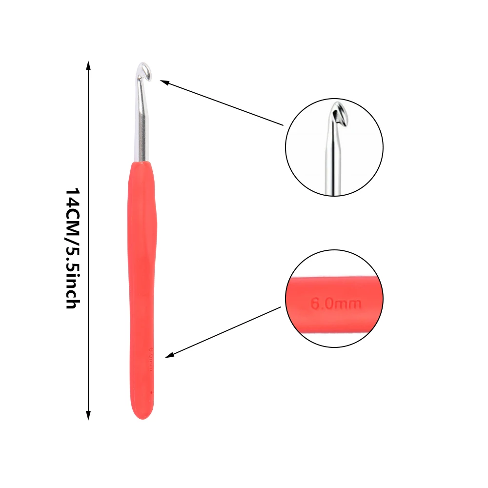 

59pcs TPR Soft Handle Crochet Set Crochet Hook Yarn Knitting Needle with Storage Bag Knitting Craft Case Sewing Tool Accessories