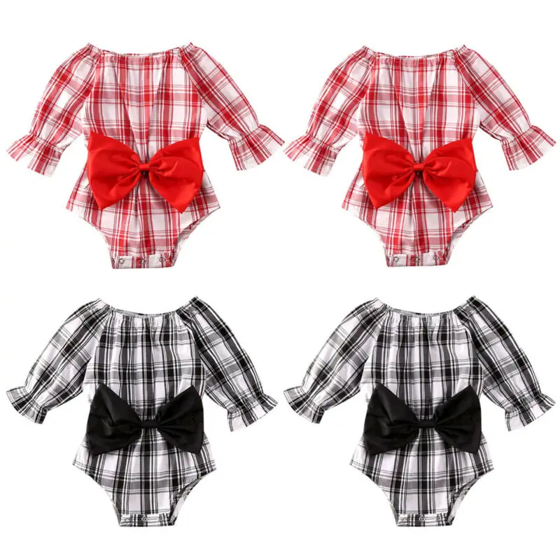 Рождественская Одежда для новорожденных и маленьких девочек комбинезон боди