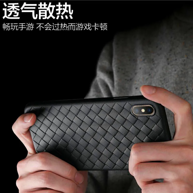 

Suitable foIphone mobile phone shell 11pro max7plusXR woven leather pattern heat dissipation breathable soft silicone ultra-thin