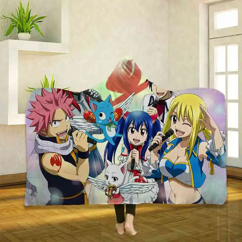 

Аниме «Fairy Tail», «3D печати пледы с капюшоном Одеяло носки теплые флисовые постельные принадлежности одеяла мягкие взрослых путешествия 01