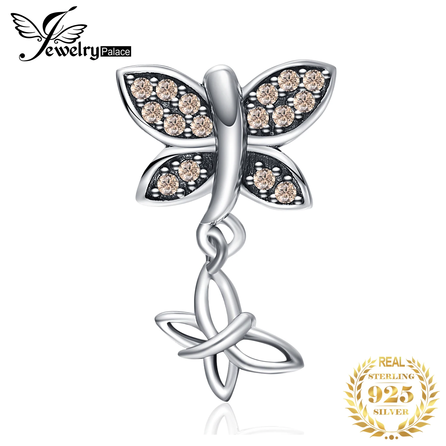 JewelryPalace 925 пробы серебро шампанское кубического циркония бусины в виде бабочки Fit Браслеты Новая горячая Распродажа для вашего любовника