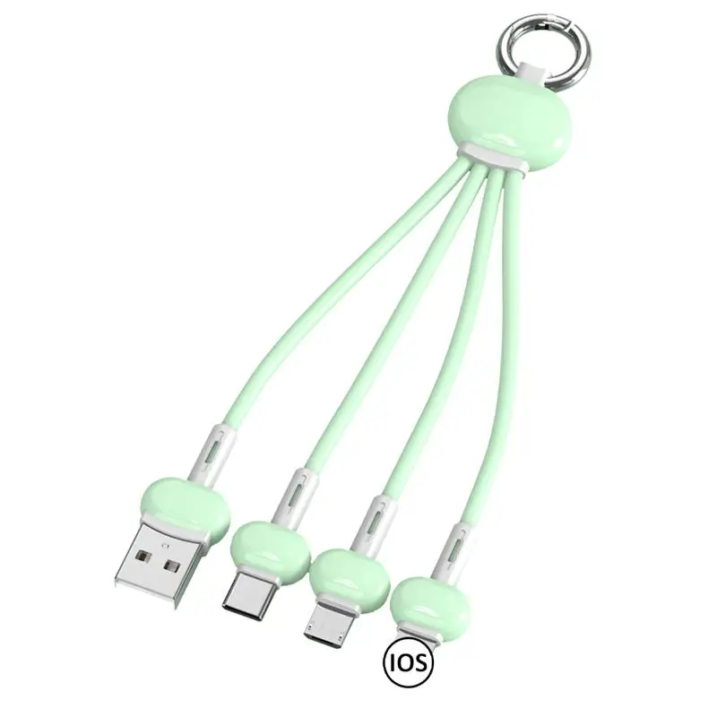 

3 in 1 Charging Cable Liquid Silicone Type C Micro USB iOS Quick Charge Keychains Data Line for iPhone Android Smartphone