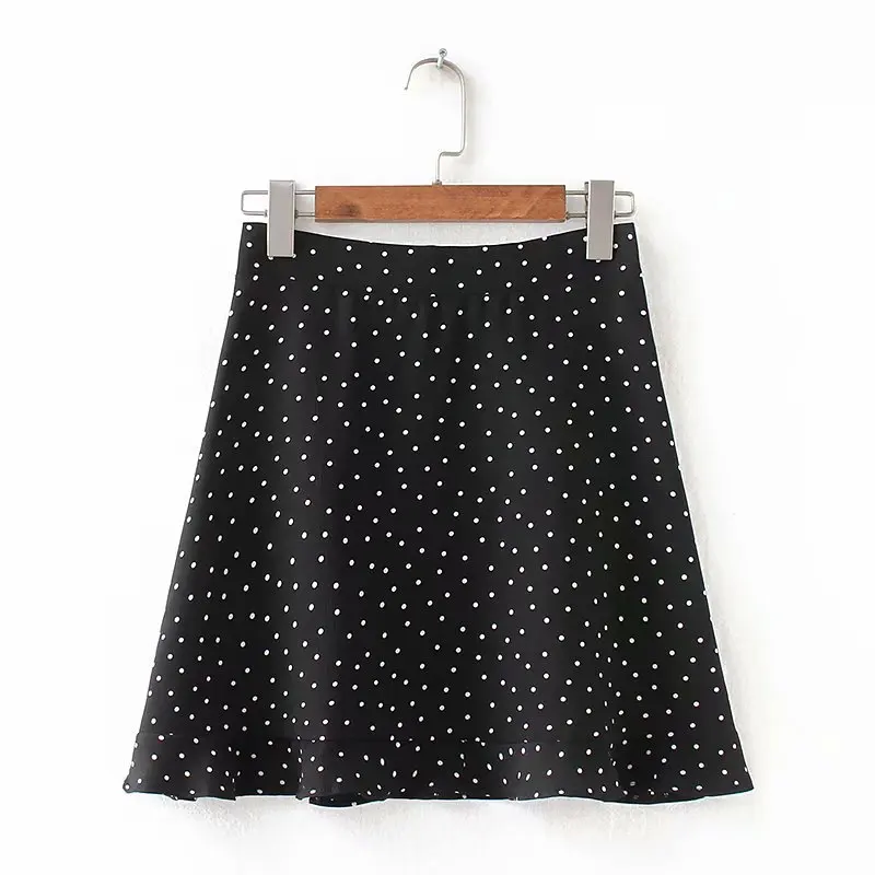 

Women Dots Mini Skirt Green White Saia High Waistline Faldas sexy Skirts 2020 Summer