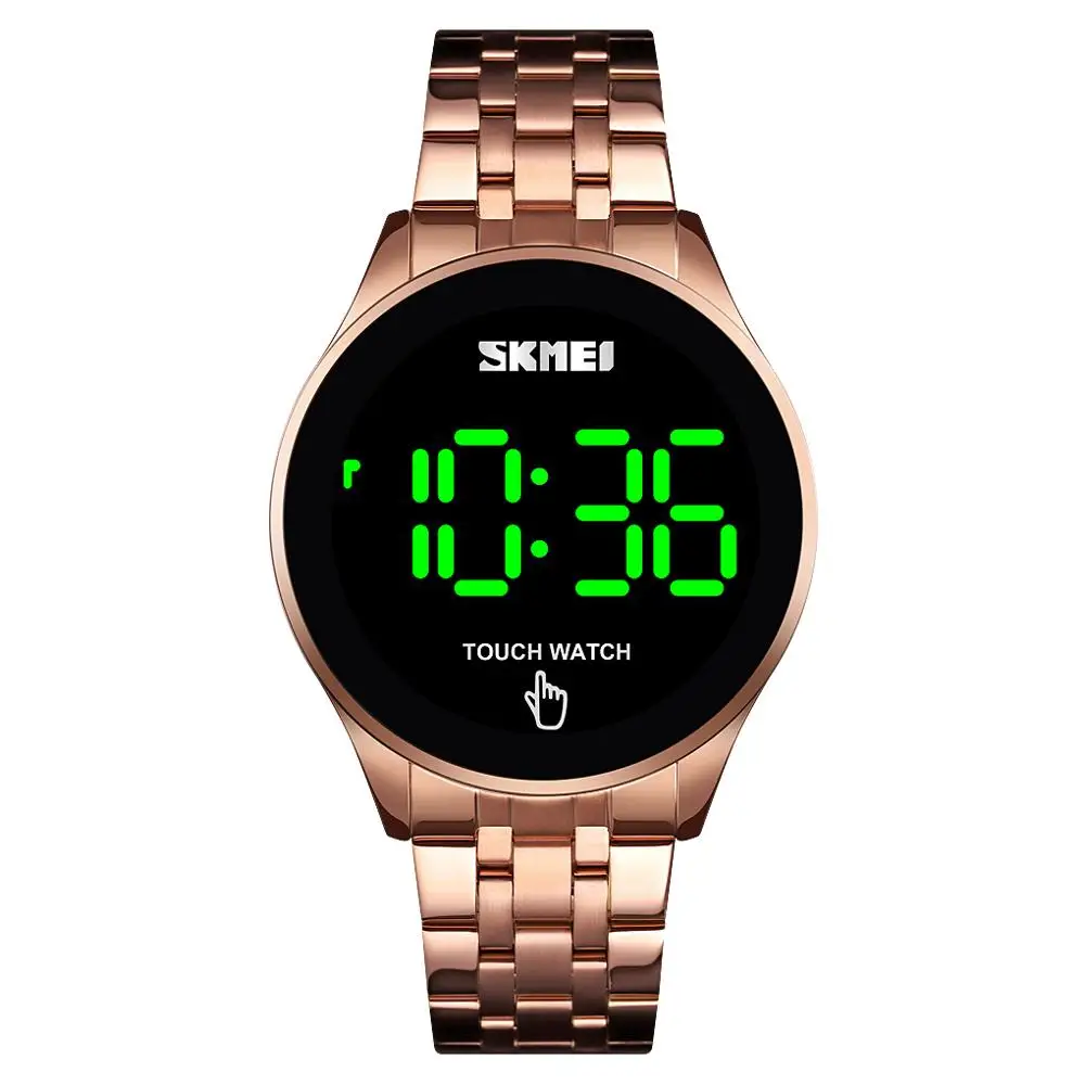ROSE GOLD SKMEI модные мужские часы из нержавеющей стали светодиодный спортивные военные наручные часы электронные цифровые часы подарок relogio masculino - Цвет: ROSE GOLD