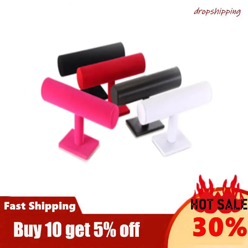 Hot Velvet T Bar Rack Watch Headband Holder Display Hair Bands Bracelet Bangle Necklace Jewelry Showing Organizer Necklace Stand