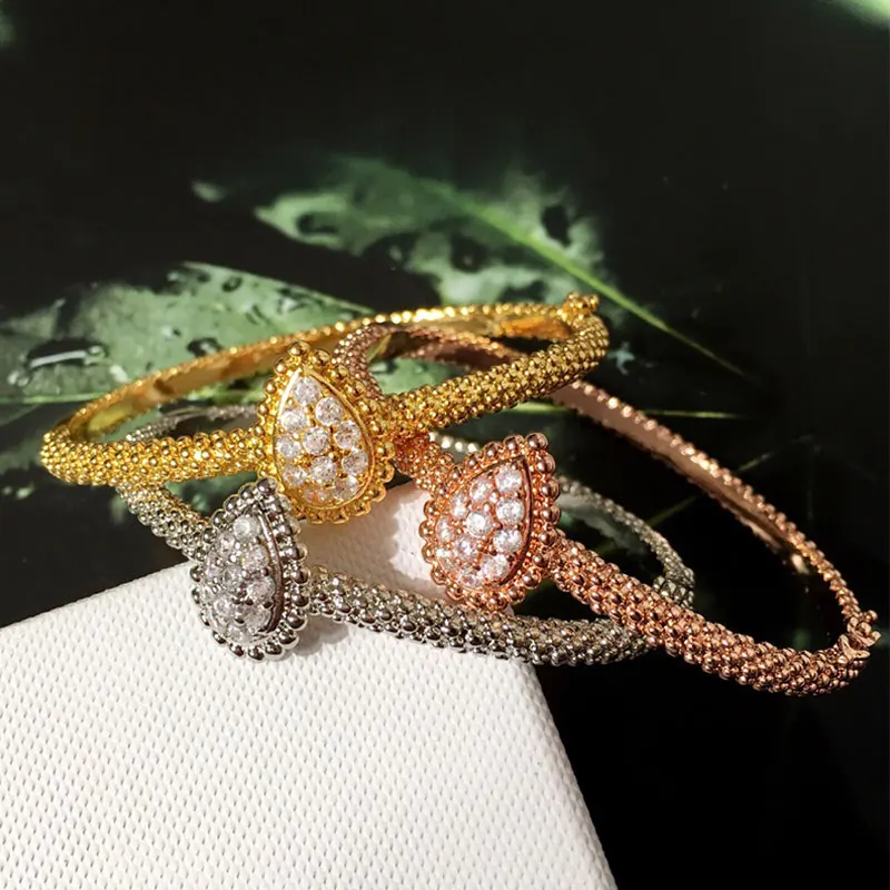 

Высококачественный браслет в форме капли воды с фианитом Real925 1:1, женское роскошное ювелирное изделие Известного модного бренда, трендовый ...