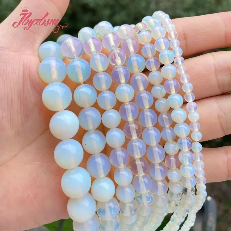 Круглые бусины из белого опала с гладким камнем свободная прокладка 6/8/10/12 мм для