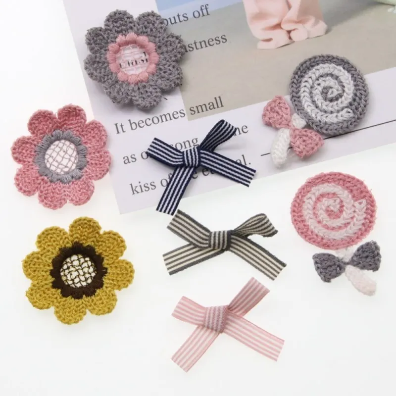 10 шт/20 шт шерстяные цветы Бант Пришивные патчи для домашнего декора вечерние материалы ручной работы аксессуары