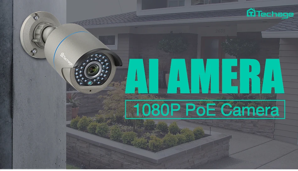 Techage H.265 2.0MP охранная CCTV POE ip-камера двухсторонняя аудио ИК наружная Водонепроницаемая 1080P P2P Onvif видео наблюдение AI камера