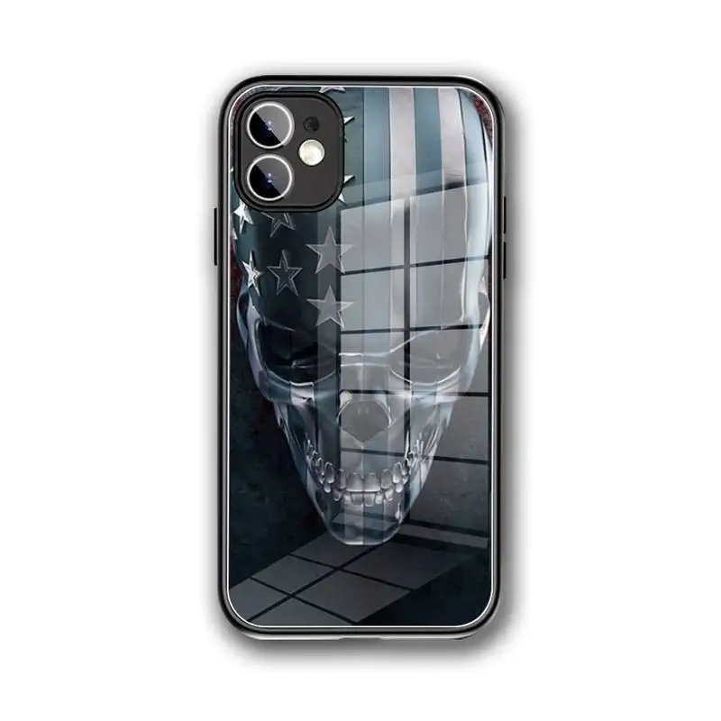 

American flag skull Phone Case Tempered Glass For iPhone 12 Pro Max Mini 11 Pro XR XS MAX 8 X 7 6S 6 Plus SE 2020 case