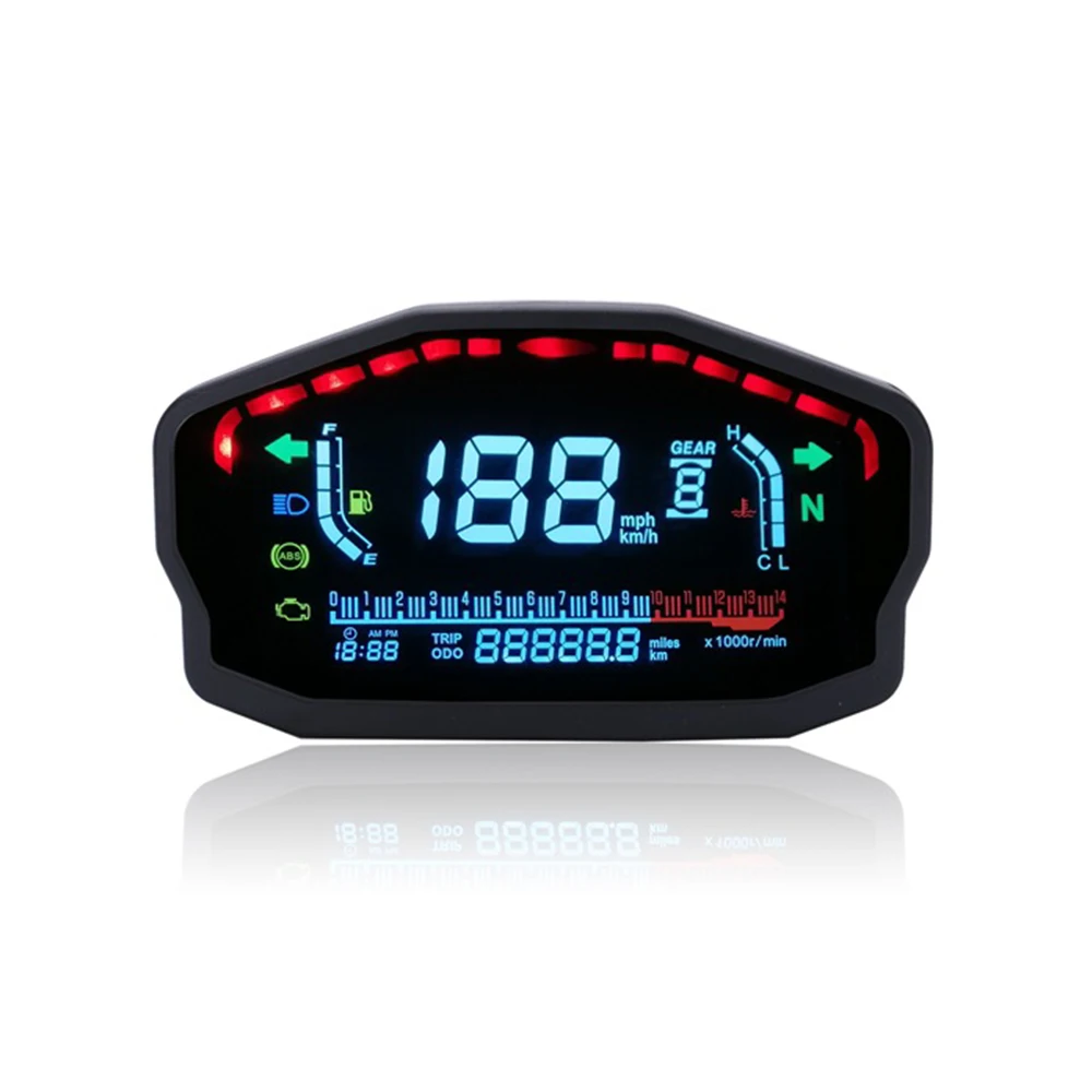 

Универсальный цифровой одометр для мотоцикла, светодиодный ЖК-дисплей, подсветка, измеритель скорости воды, температуры, масла, для 2, 4 цили...
