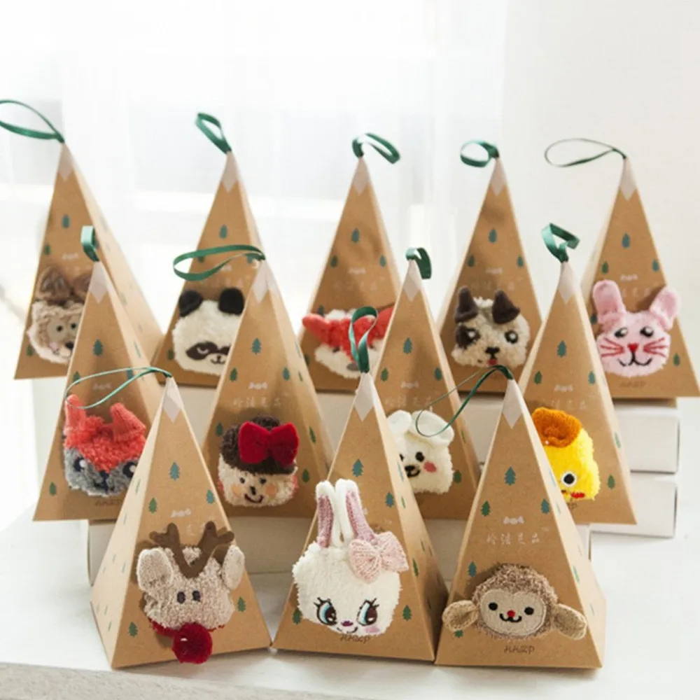 Милые рождественские носки теплые с животными оленями снежинками объемные