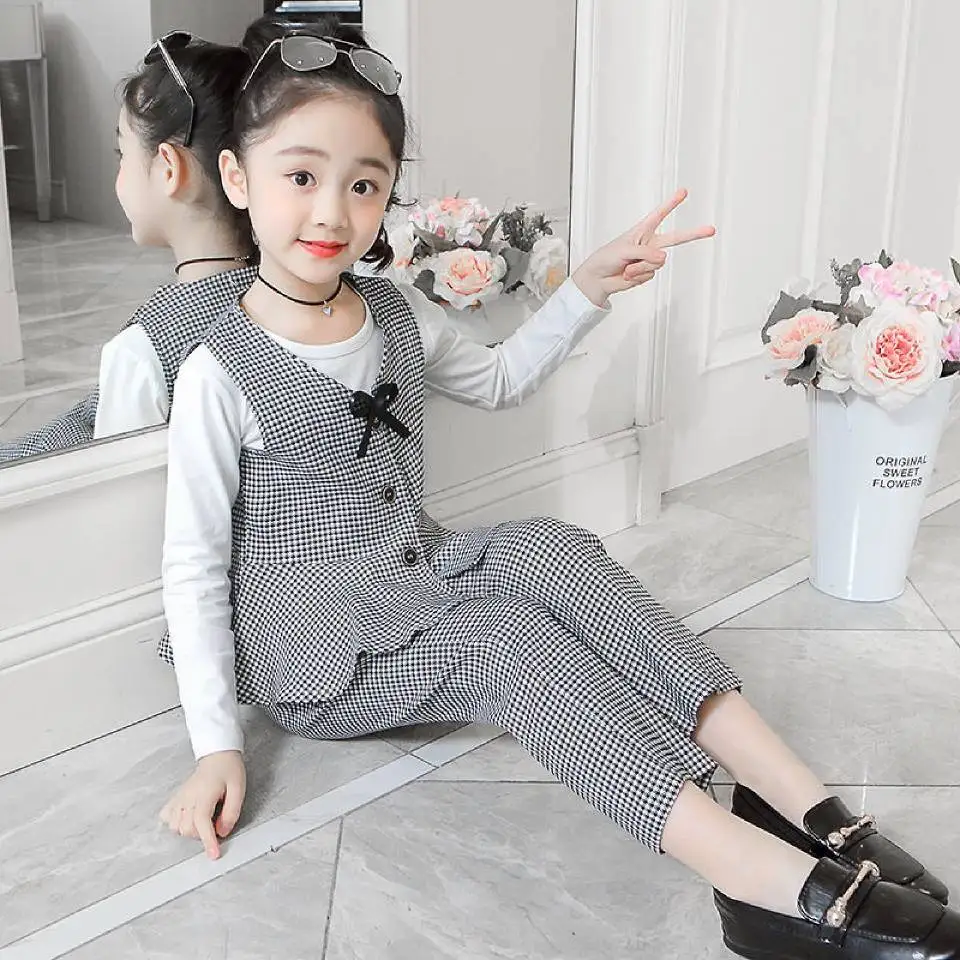 

New Sale Spring Baby Girl Clothing Sets Vest+t-shirt+Pant 3Pcs/set Toddler Girl Suit 4-13 Yrs Kids Casual Autumn Girls Outfits