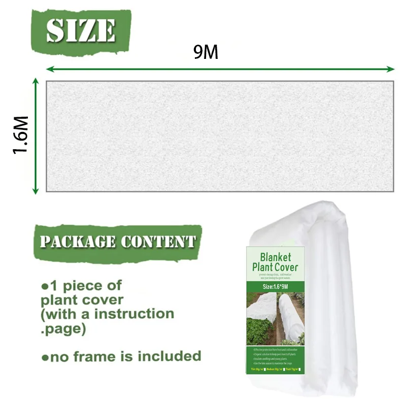 

Cover Plant Antifreeze Cover Cold Cloth Plant Protective Cover 1.6x9m Non-woven Vegetable Protective