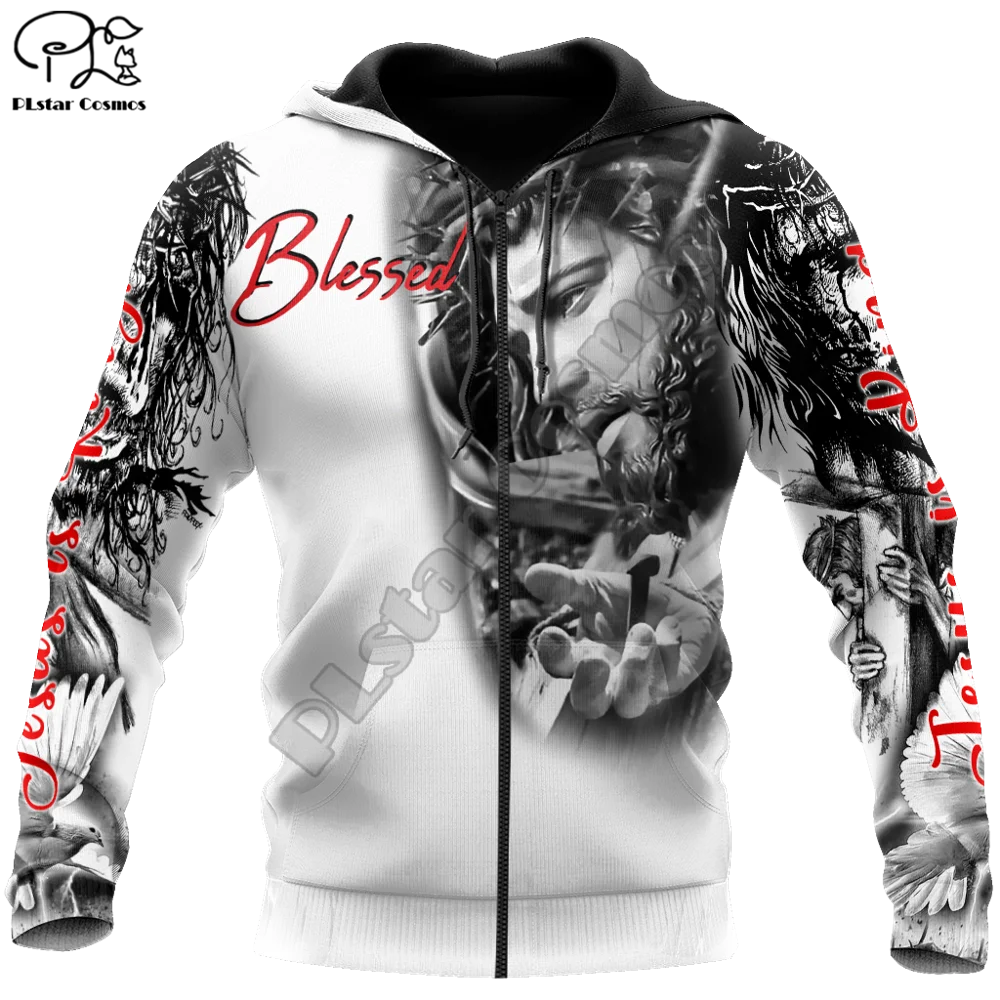 

PLstar Cosmos 3DPrint Tattoo Jesus Cross Faith God Truth Harajuku Streetwear Men/Women Funny/Zip Hoodies/Sweatshirt/Jacket/a14