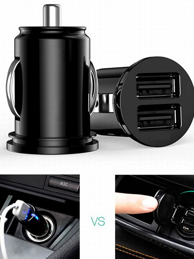 Зарядное устройство для автомобиля с двумя портами Usb мобильный телефон мини