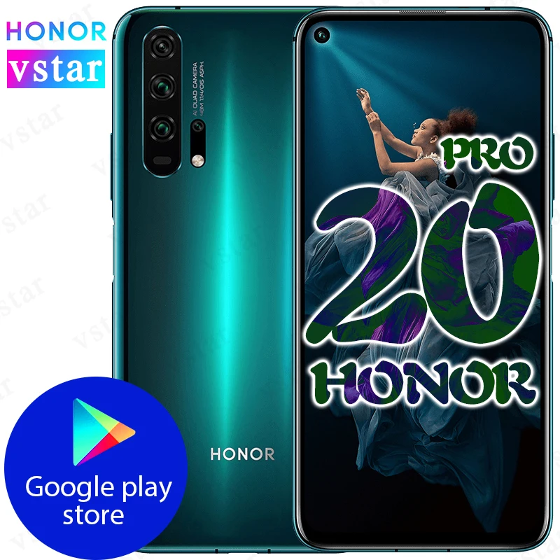 Мобильный телефон HONOR 20 PRO, 6,26 дюймов, 8 ГБ, 128 ГБ, Восьмиядерный процессор Kirin 980, Android 9,0, 4000 мАч, Поддержка Google play, NFC