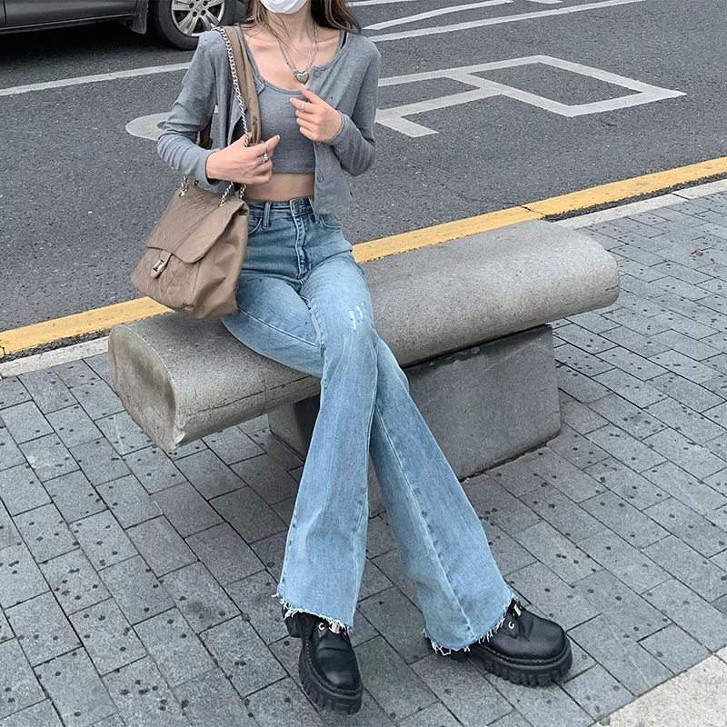 

Женские прямые брюки с завышенной талией, на молнии