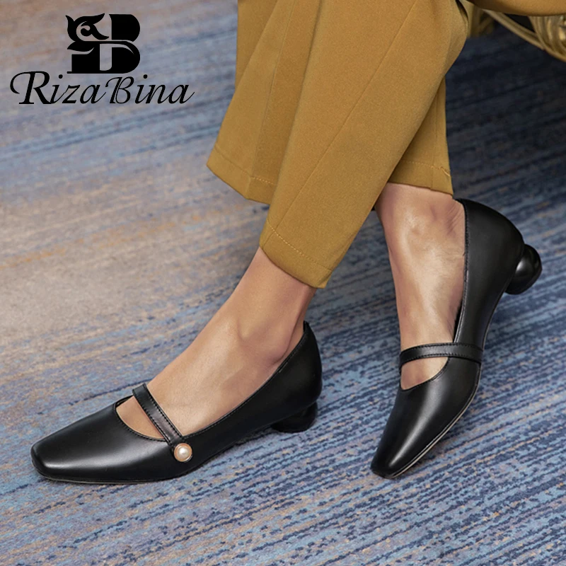 RIZABINA/женские туфли лодочки на низком каблуке модная Милая весенняя женская обувь