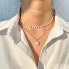 Ожерелье женское DAXI, многослойное, с жемчужной подвеской, золотого цвета, 2021