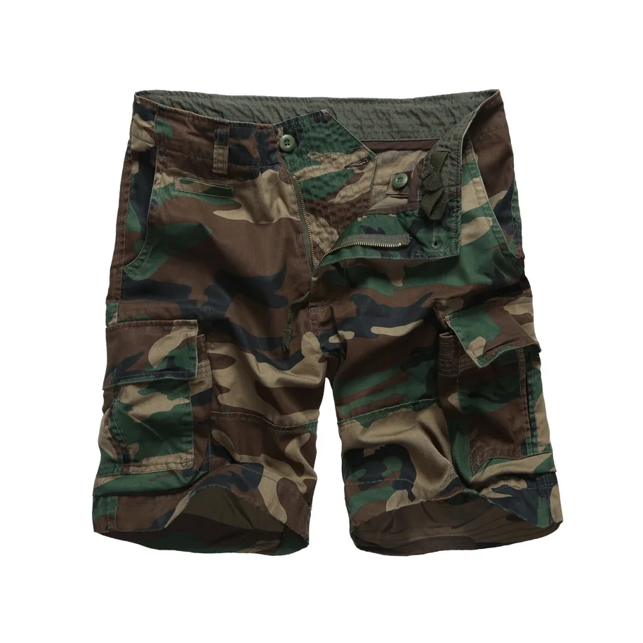Woodland Camo Мужские армейские военные камуфляжные шорты Карго, повседневные рабочие шорты с несколькими карманами, талия от 30 до 42 дюймов - Цвет: Woodland Camo