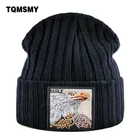 TQMSMY зимняя теплая шапка с нашивкой с вышивкой мужские однотонные вязаные шапки шапочка уличные хип-хоп шапочки облегающие