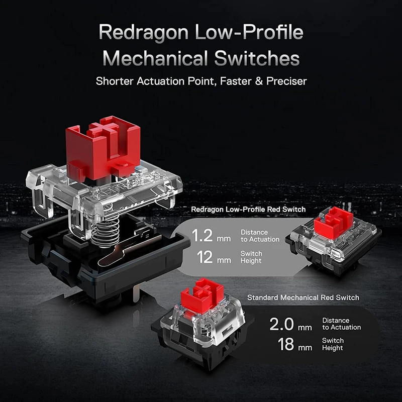 Беспроводная механическая клавиатура Redragon K621 Horus 5 0 BT/2 4 ГГц/Проводная
