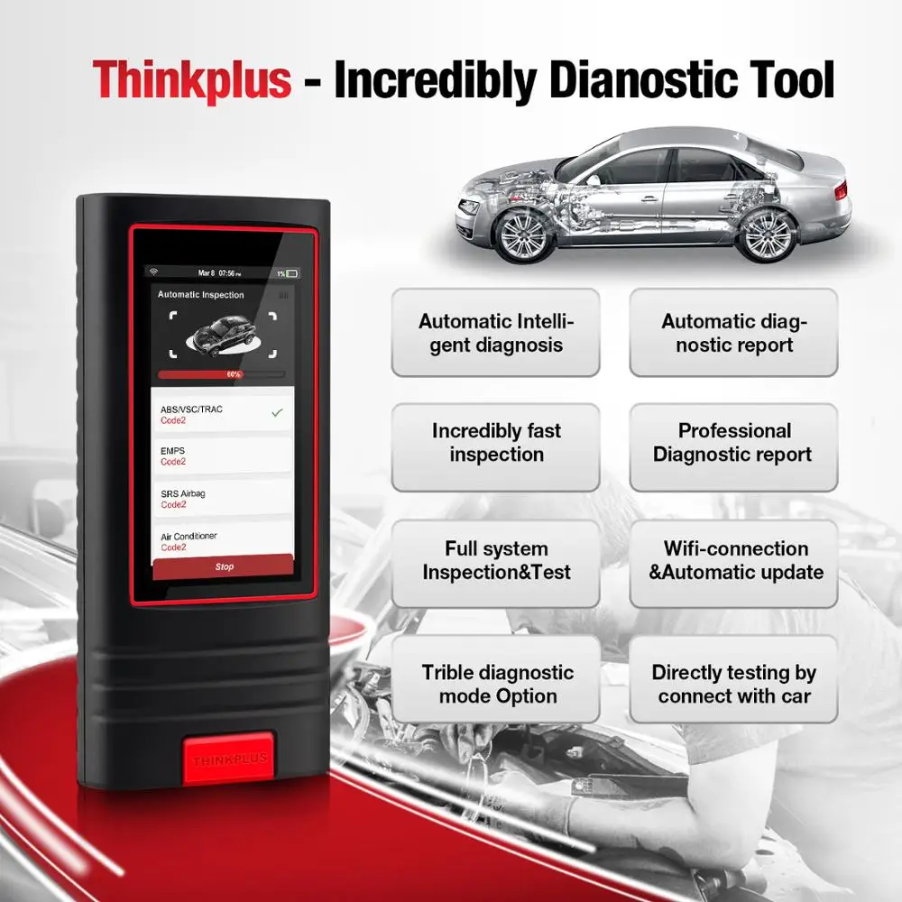 Thinkcar Thinkplus OBDII считыватель кодов 12 В Автомобильный сканер поток данных VIN OBD2