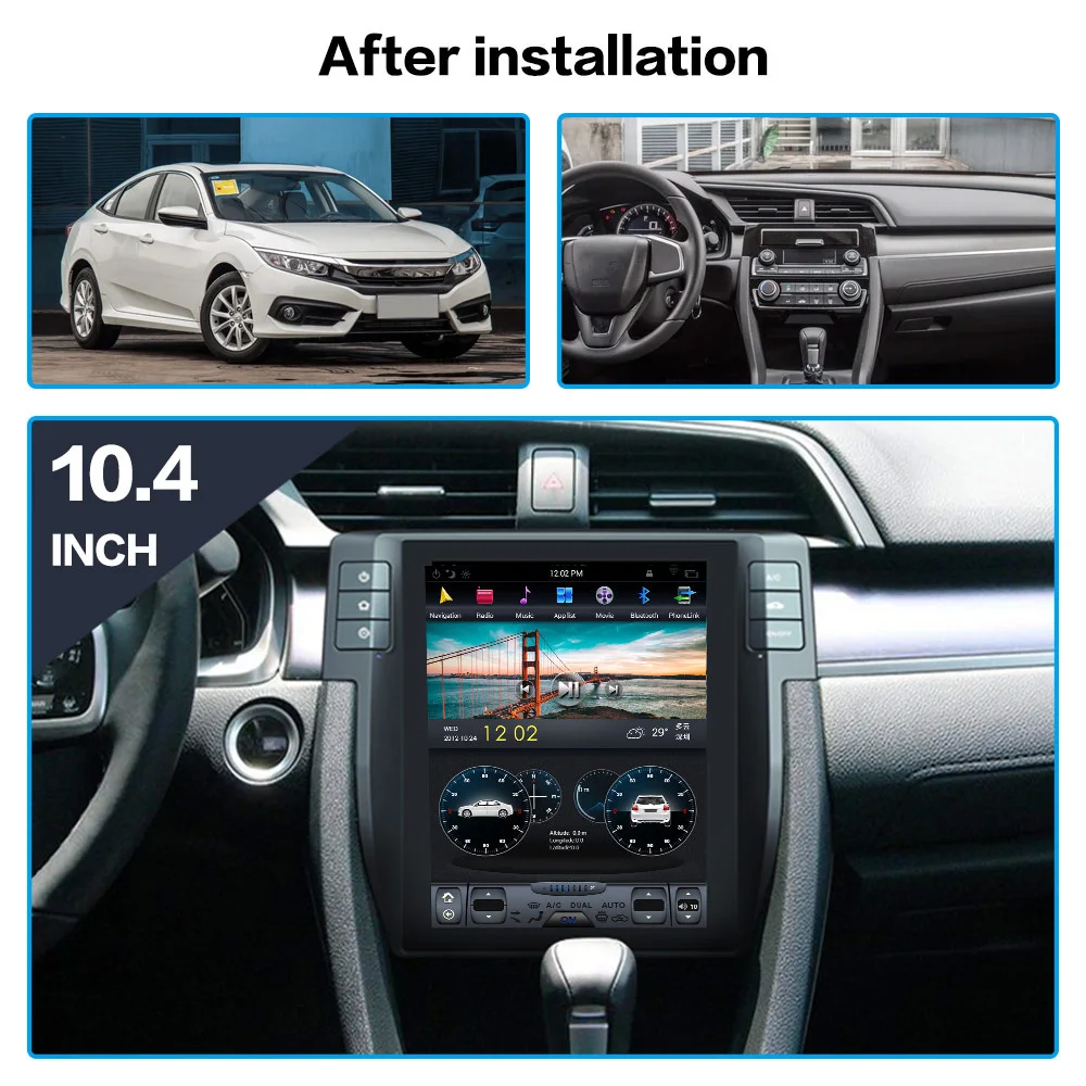 AOTSR Tesla 10 4 &quotIPS Android 9 PX6 64 Гб автомобильное радио для Honda Civic 2016 - 2020 Автомобильный GPS