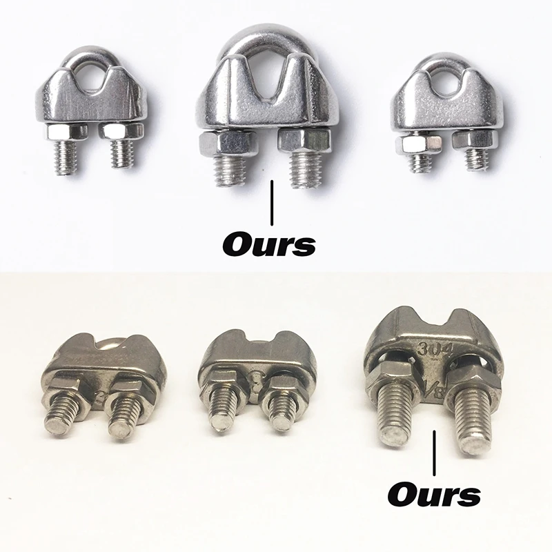 4-Pcs Turnbuckle/Tension(Eye&ampHook M6) 16-Pcs 1/8 Inch Wire Rope Cable Clip/Clamp(M3) 8-Pcs Thimble(M3) Stainless Steel Kit |