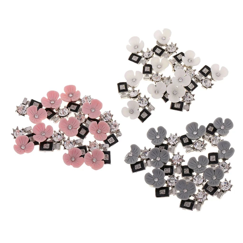 

Prettyia 10X Crystal Rhinestone Buttons Flower Flatback Embellishments DIY