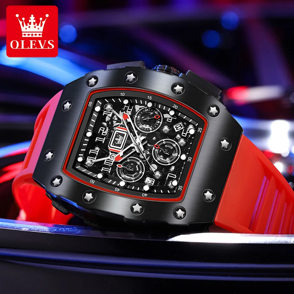

Мужские наручные часы с хронографом OLEVS, спортивные многофункциональные кварцевые часы с хронографом и датой, новинка 3608