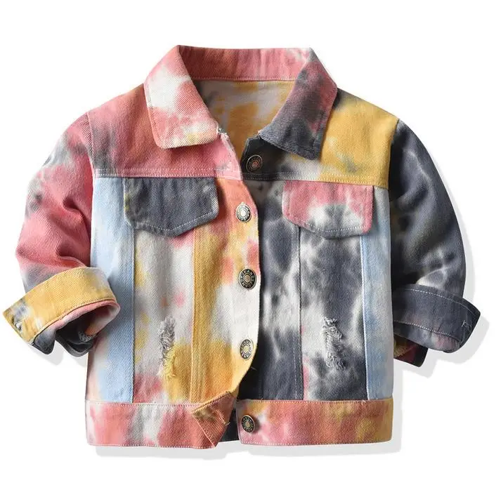 

Kids Coat Unisex Tie-Dyed Turn-Down Collar Long Sleeve Jacket Blouse for Spring Fall