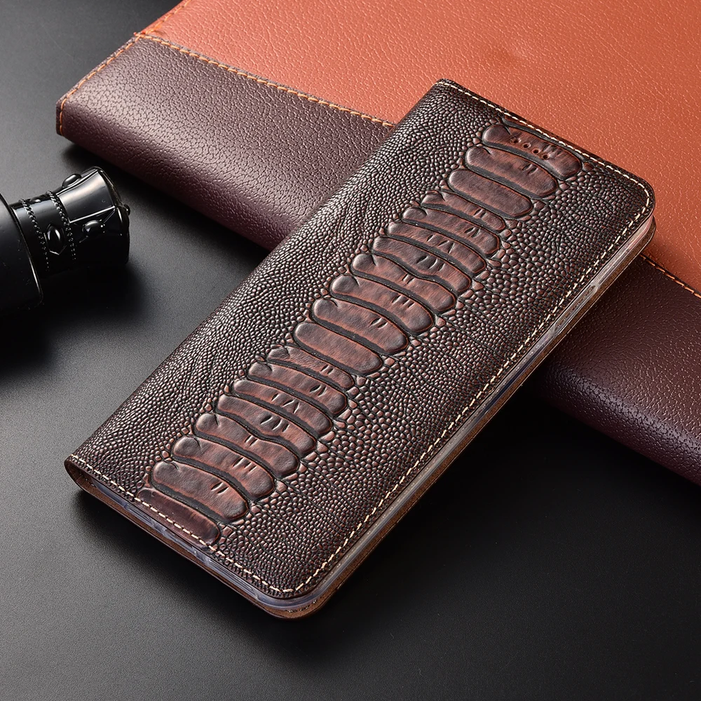 

Genuine Leather Phone Case For Xiaomi Mi Note 10 Lite Poco M3 X3 NFC F1 F2 Pro Redmi 9 9A 9C NFC K20 K30 Pro S2 Go Ostrich Cover