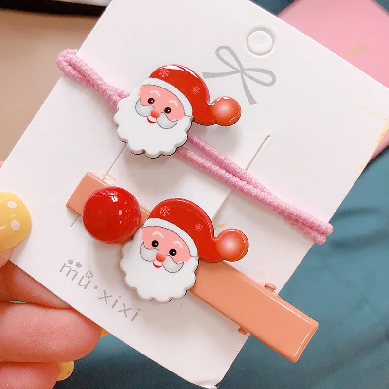 

New Arrive Color Acrylic Santa Glossy Duckbill Clip Color Children's Hair Tie Set Hot Sale for Women Girl Hair Styling