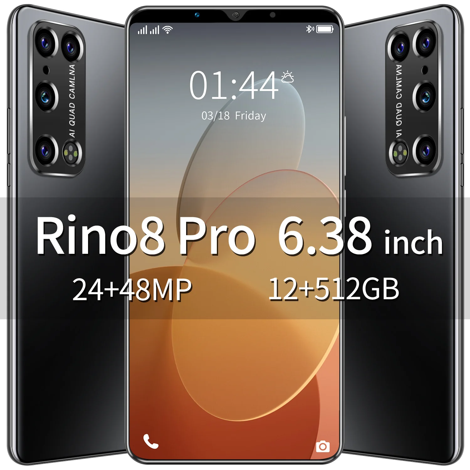 

Global Version Rino8 Pro 6.38 Inch 8+128GB 4G LTE 5G 24+48MP 5000mAh Cellphone 1080*2320 Deca Core MTK6889 Dual SIM Smartphone