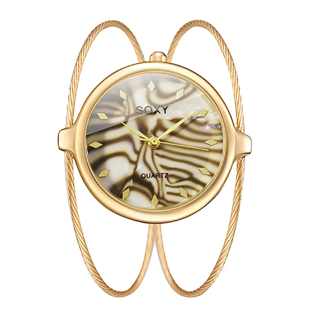 Модный женский Круглый кварцевый браслет из стальной проволоки нержавеющей