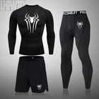 Новинка 2021, мужской компрессионный комплект MMA Spartan, короткая футболка, одежда с узким рукавом, мужские брюки, спортивный костюм для фитнеса и бодибилдинга