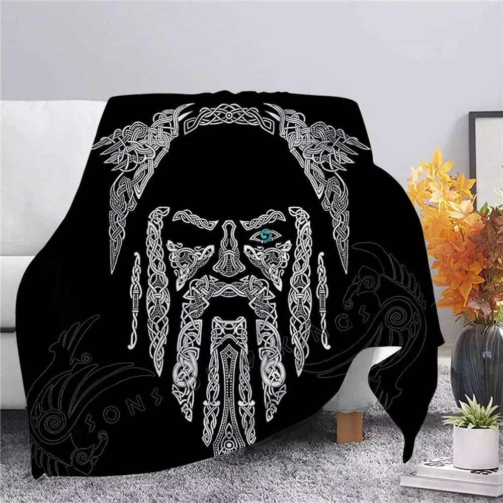 

CLOOCL Viking Symbol Viking Tattoo Flannel Blanket 3D Print Blankets Sofa Travel Adult Teens Bedding Throw Blankets Plush Quilt