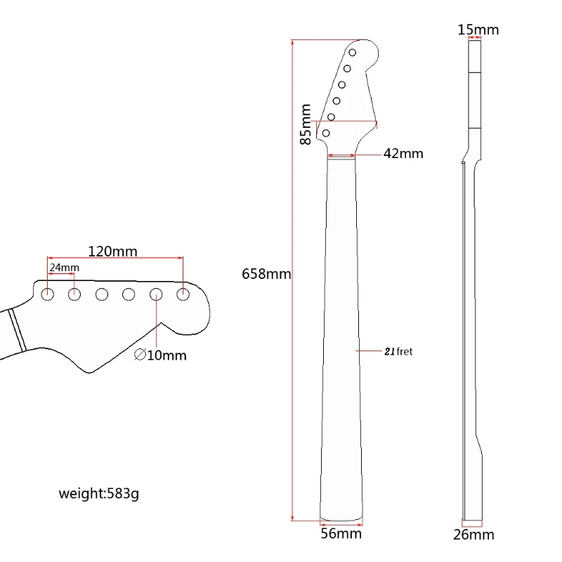 

21 Frets Maple Wood Electric Guitar Neck Guitar Musical Instrument Replacement Accessories Parts