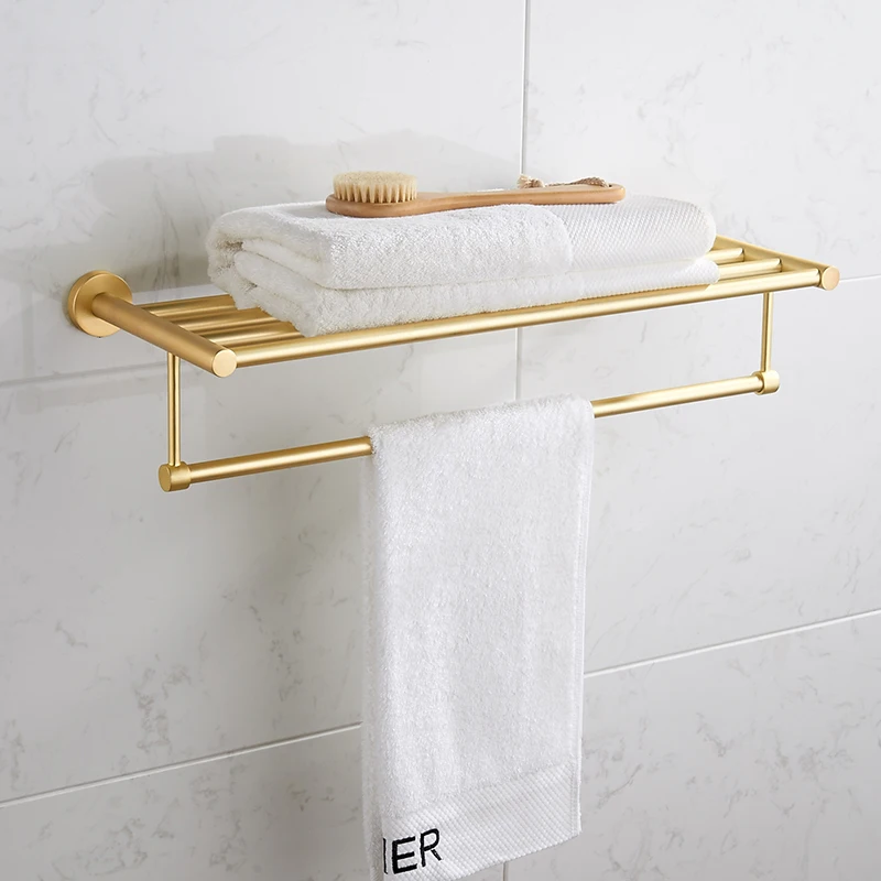 Матовая Золотая вешалка для полотенец аксессуаров ванной комнаты настенный