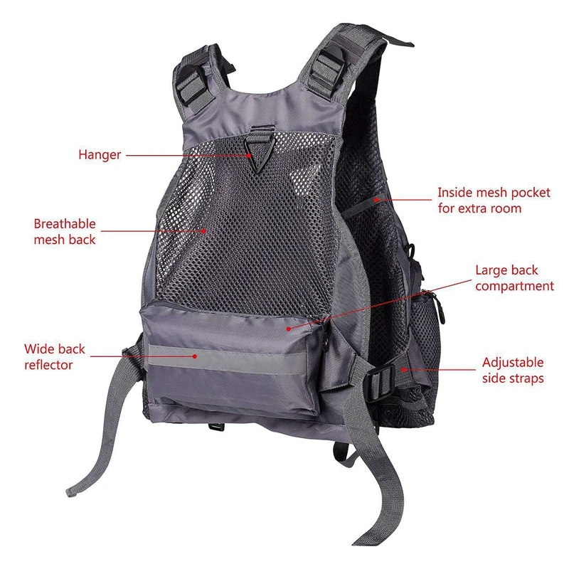 Сетчатый жилет для рыбалки спасательный регулируемый ремень мужчин и женщин