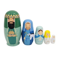 5pcs nesting dolls color painted russian matryoshka doll handmade crafts russian nesting dolls baby toy girl doll wholesale